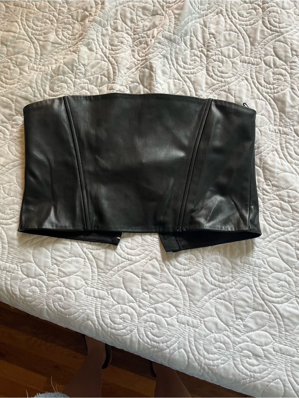 Zara black  Faux Leather Strapless Bustier Top